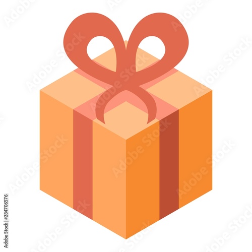 Yellow gift box icon. Isometric of yellow gift box vector icon for web design isolated on white background