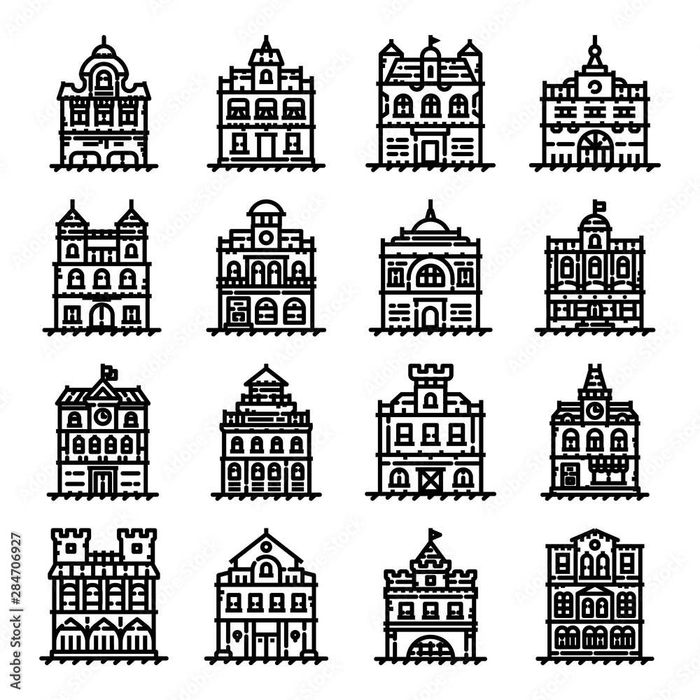 Historical Center City Icon Set Historical Center City Icon Set