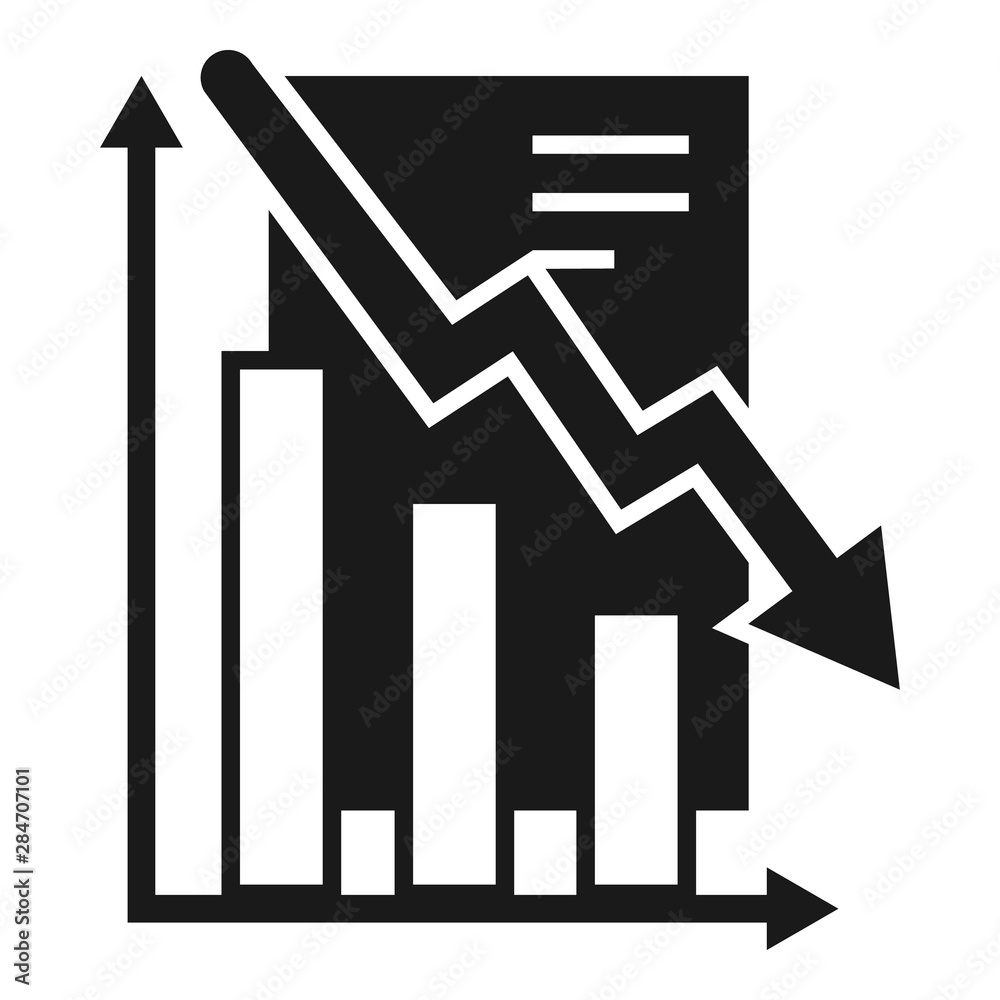 Low finance graph icon. Simple illustration of low finance graph vector icon for web design isolated on white background Low finance graph icon. Simple illustration of low finance graph vector icon for web design isolated on white background