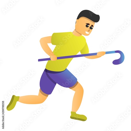 Field hockey player icon. Cartoon of field hockey player vector icon for web design isolated on white background