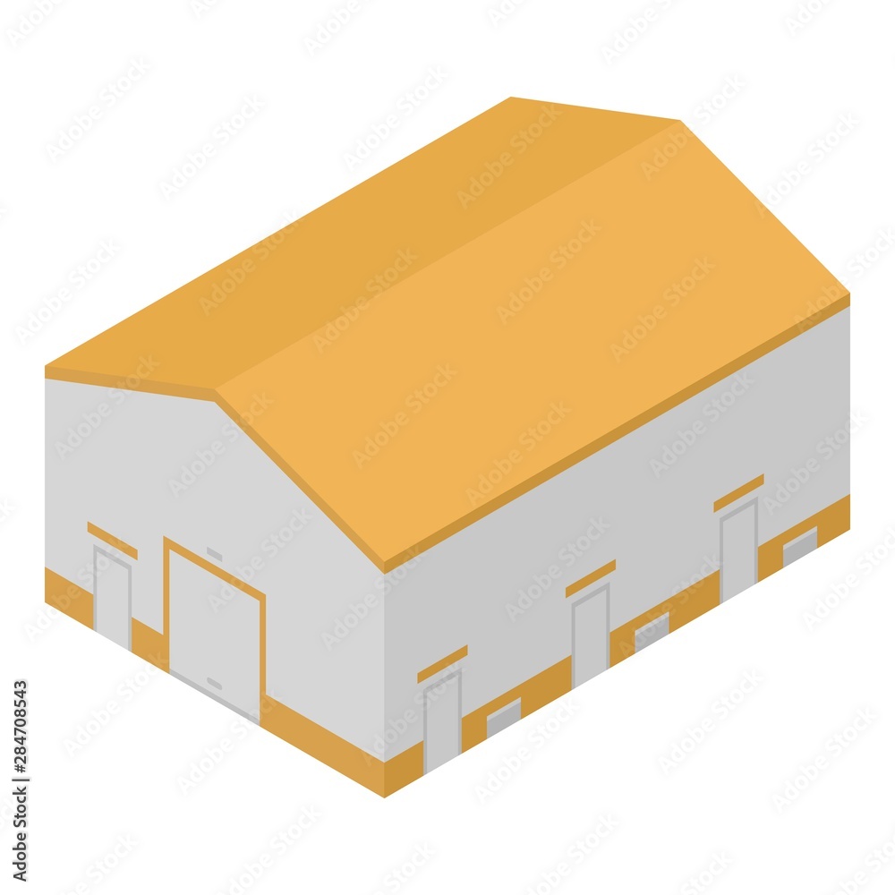 Port warehouse icon. Isometric of port warehouse vector icon for web design isolated on white background Port warehouse icon. Isometric of port warehouse vector icon for web design isolated on white background
