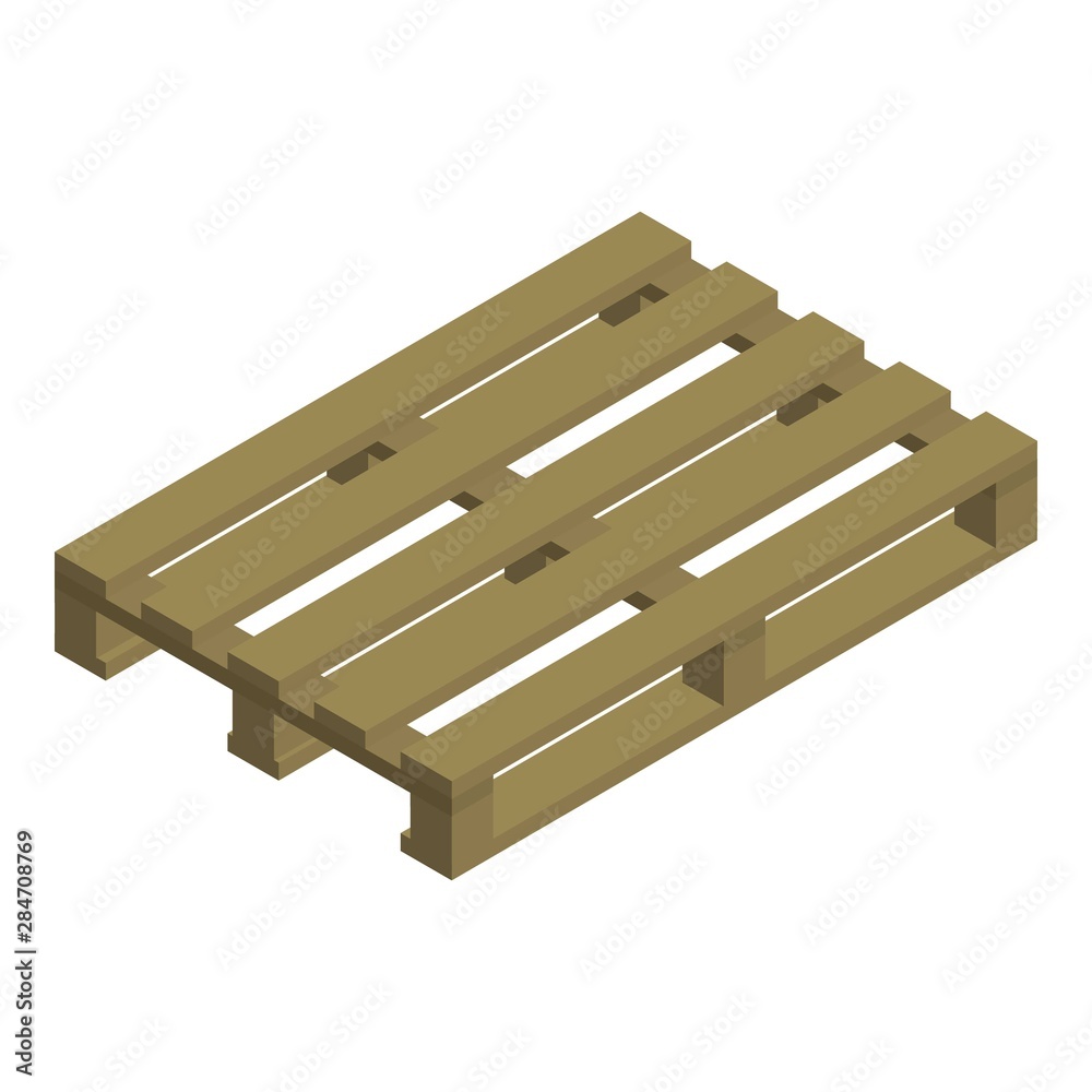 Wood pallet icon. Isometric of wood pallet vector icon for web design isolated on white background Wood pallet icon. Isometric of wood pallet vector icon for web design isolated on white background