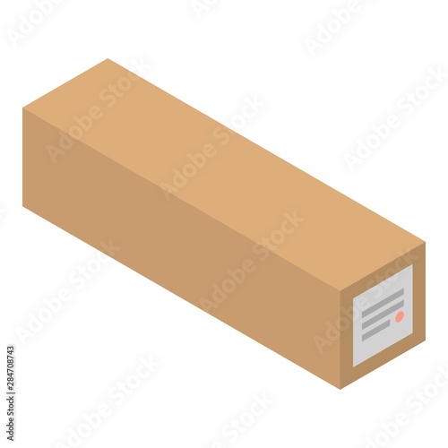 Long carton parcel icon. Isometric of long carton parcel vector icon for web design isolated on white background