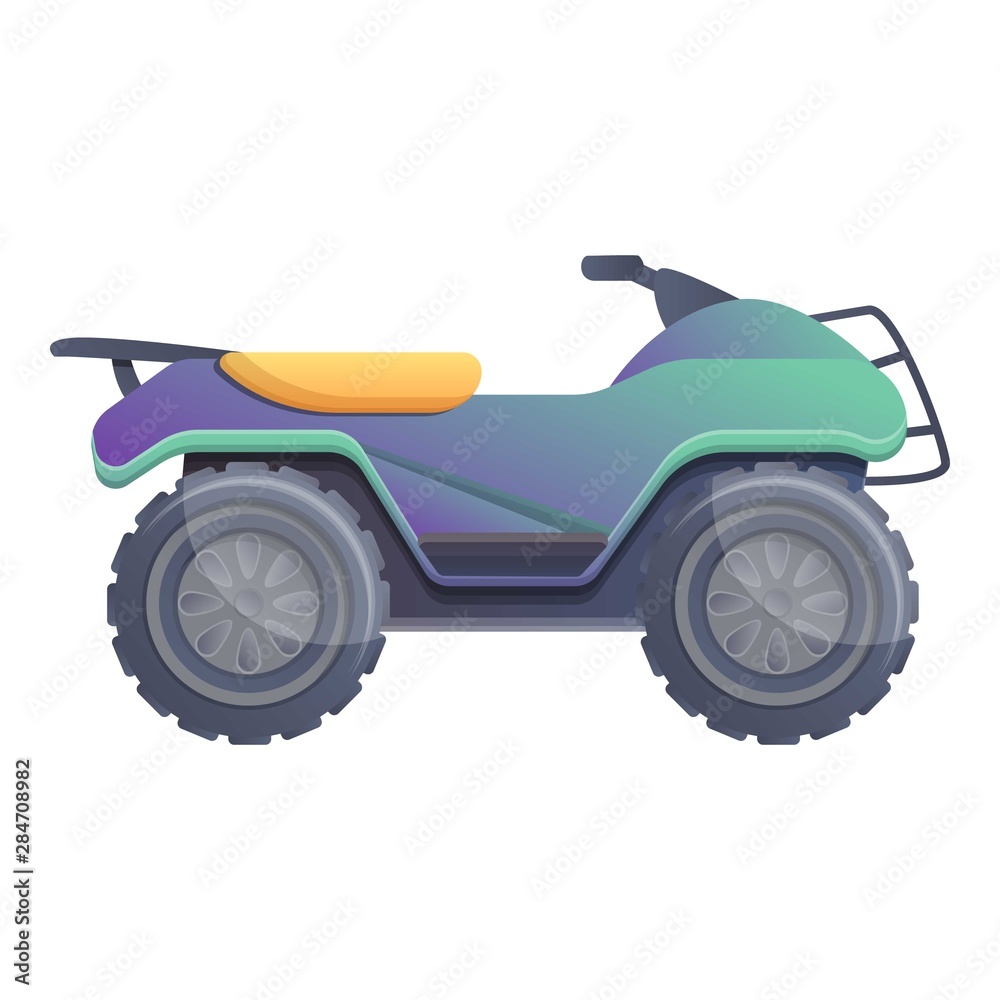 Extreme quad bike icon. Cartoon of extreme quad bike vector icon for web design isolated on white background Extreme quad bike icon. Cartoon of extreme quad bike vector icon for web design isolated on white background