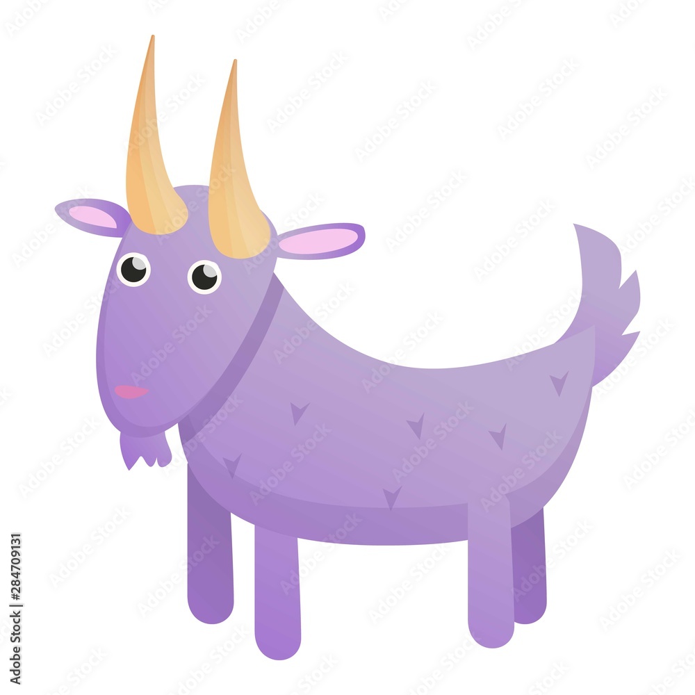 Violet goat icon. Cartoon of violet goat vector icon for web design isolated on white background