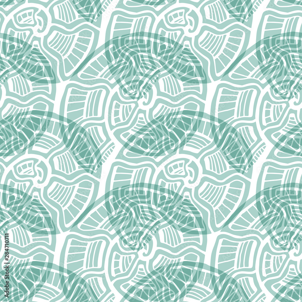 Abstrct seamless pattern. Nautical background in pastel turquise color. Spiral pattern for textile design