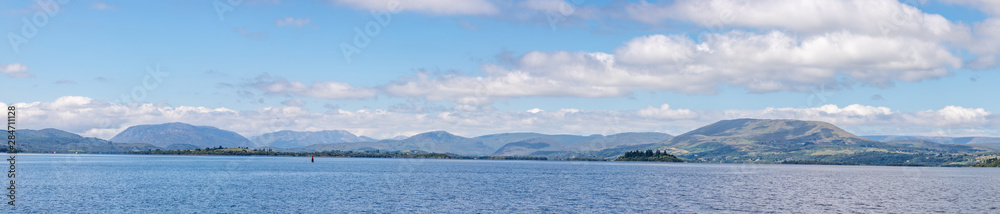 Panorama of Conemara mountains and Lough Corrib