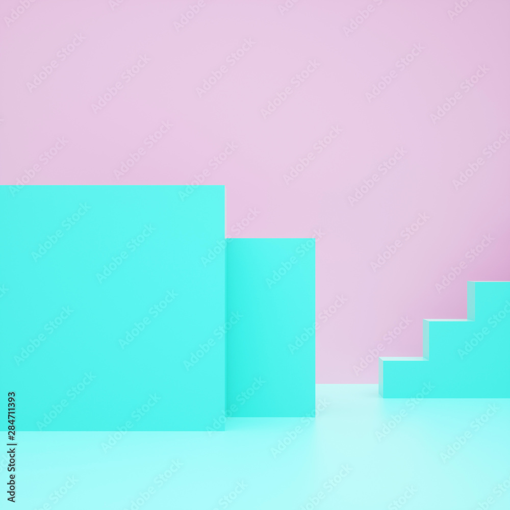 3d rendered illustration with geometric shapes. Pastel colors platforms for product presentation. Abstract composition in modern style. Minimalist design with empty space. 3d rendered illustration with geometric shapes. Pastel colors platforms for product presentation. Abstract composition in modern style. Minimalist design with empty space.