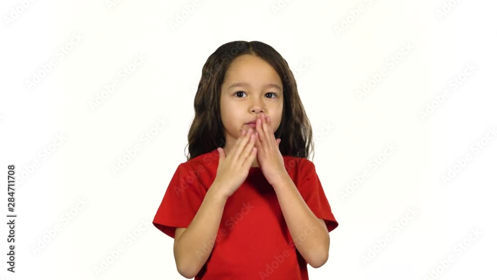Portrait of girl smile, posing and have fun at white background Portrait of girl smile, posing and have fun at white background