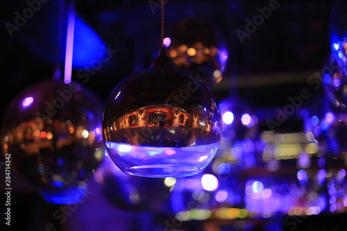 Disco balls in night club