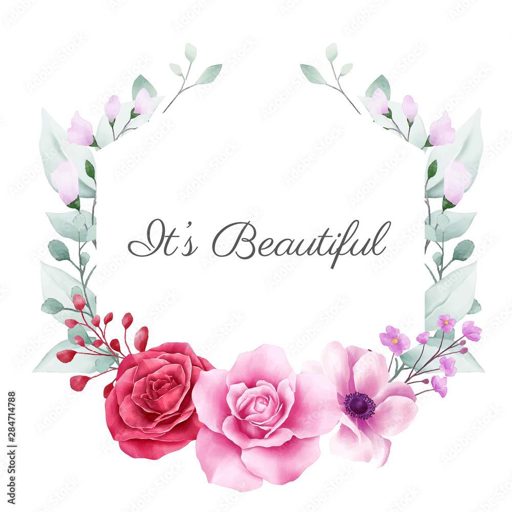 Obraz Beautiful floral frame with colorful flowers decoration for cards composition