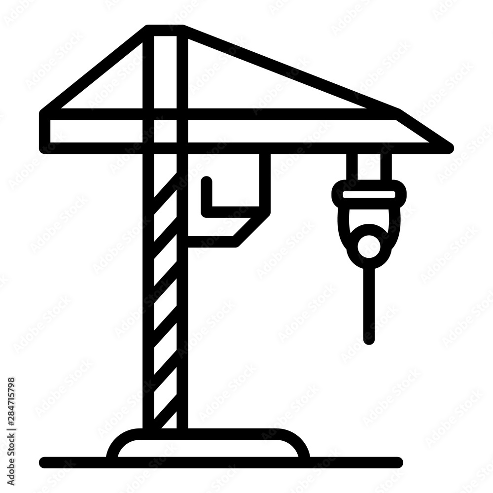 Construction drill crane icon. Outline construction drill crane vector icon for web design isolated on white background