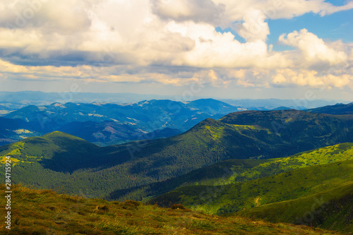 Summer landscape in the Carpathian mountains. View of the mountain peak Hoverla. © Olga Soloveva