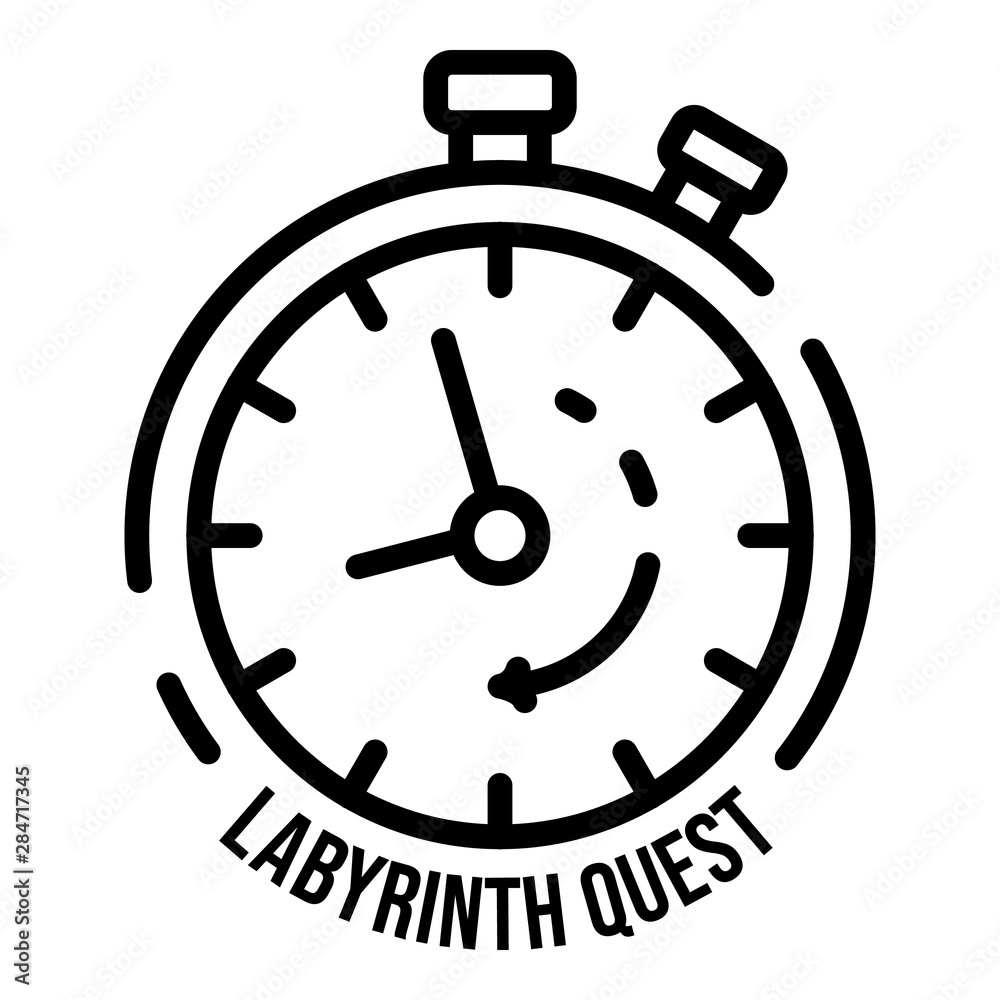 Stopwatch labyrinth quest icon. Outline stopwatch labyrinth quest vector icon for web design isolated on white background Stopwatch labyrinth quest icon. Outline stopwatch labyrinth quest vector icon for web design isolated on white background