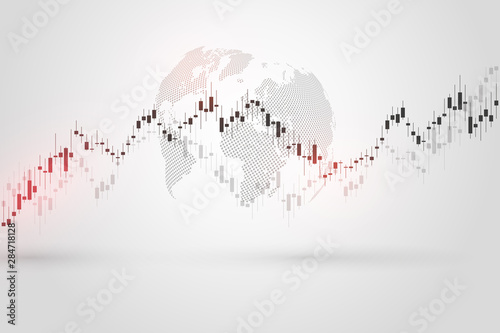 Stock market graph or forex trading chart for business and financial concepts, reports and investment on grey background . Vector illustration
