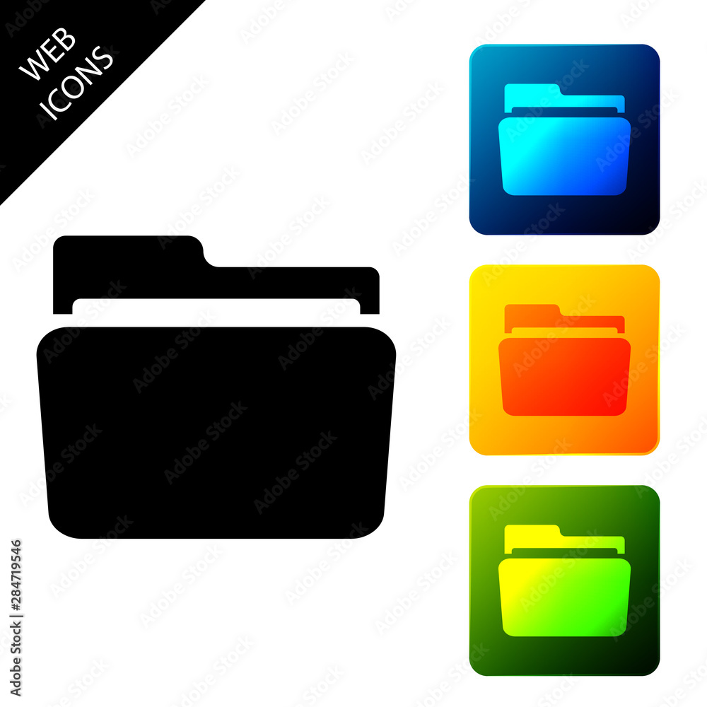 Folder icon isolated on white background. Set icons colorful square buttons. Vector Illustration Folder icon isolated on white background. Set icons colorful square buttons. Vector Illustration