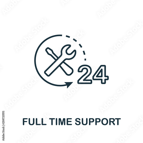 Full Time Support icon. Thin outline style design from web hosting icons collection. Creative Full Time Support icon for web design, apps, software, print usage