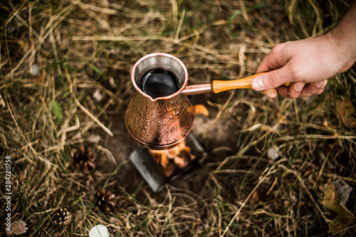 Wallpaper Mural Making coffee while camping on the stove Torontodigital.ca