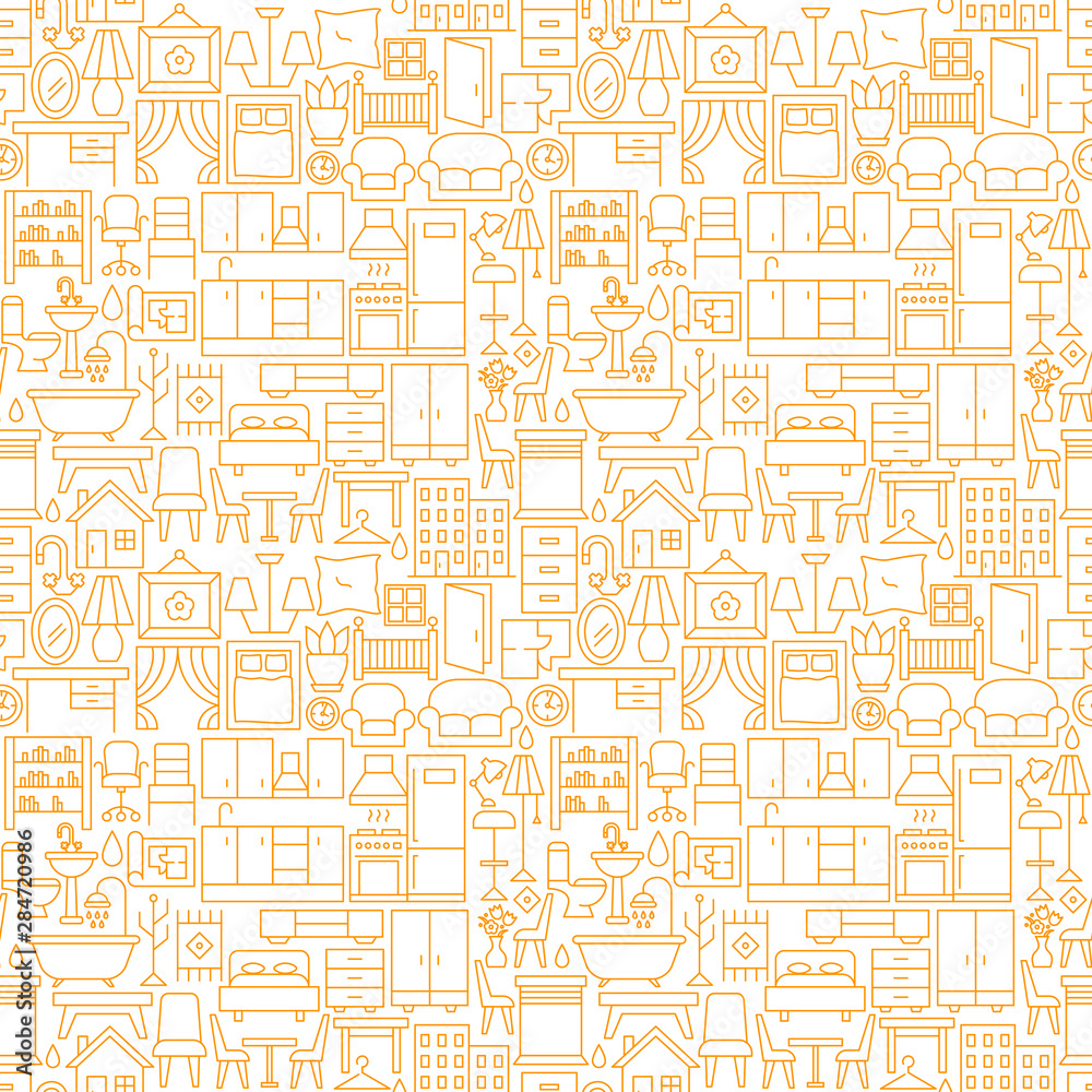 Furniture Line Seamless Pattern