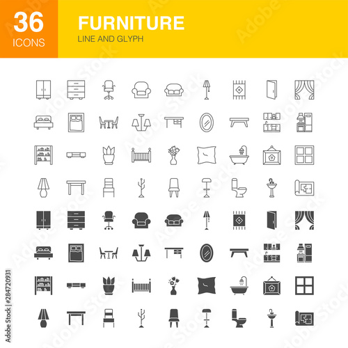 Furniture Line Web Glyph Icons