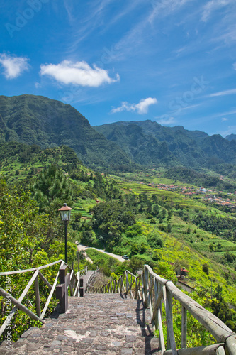 Sao Vicente best panoramic viewpoint from the church Capelinha N. S. Fatima to Encumeada pass in the island of Madeira, Atlantic ocean, Portugal in summer sunny day photo