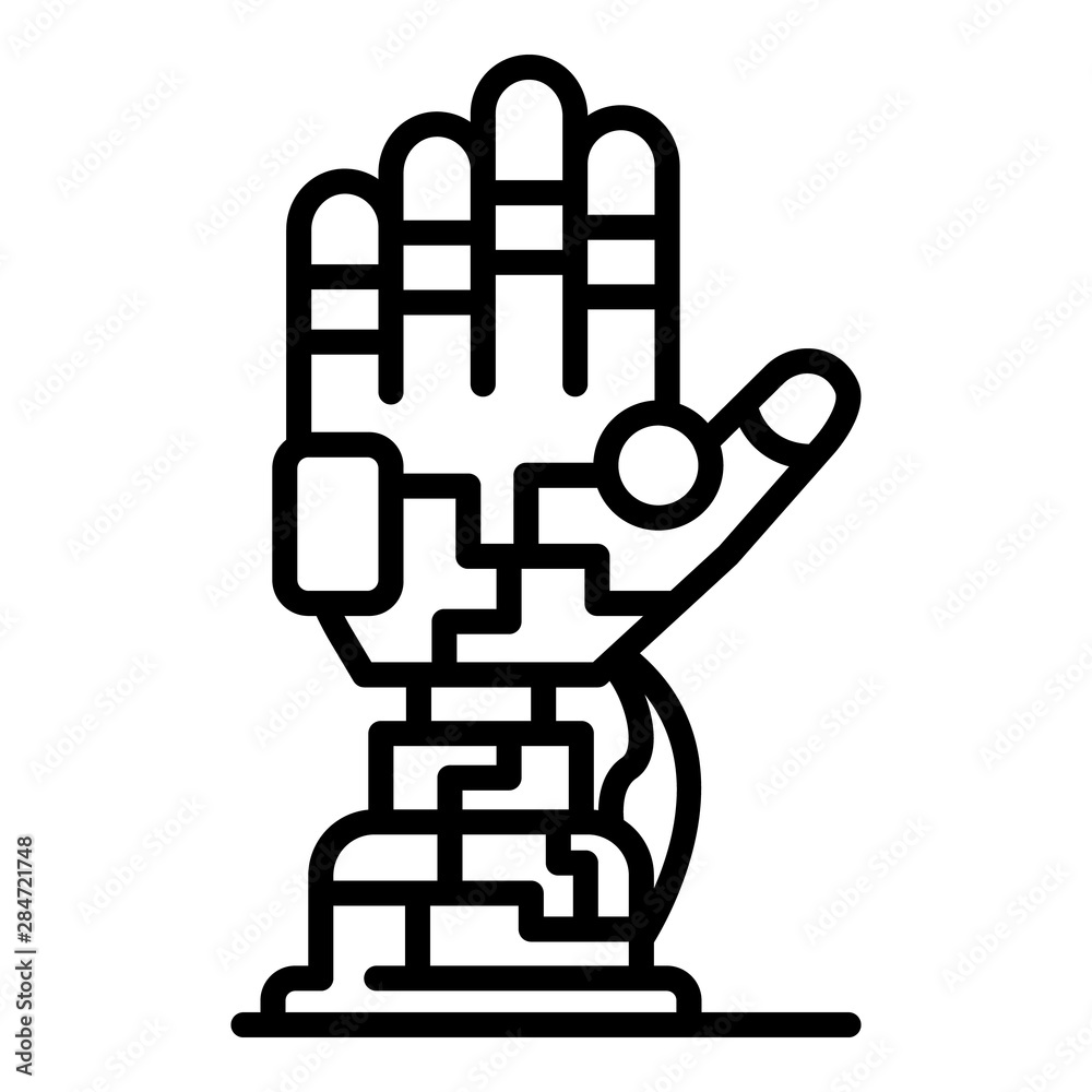 Robotic palm icon. Outline robotic palm vector icon for web design isolated on white background Robotic palm icon. Outline robotic palm vector icon for web design isolated on white background
