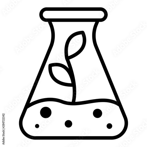 Plant in a flask icon. Outline plant in a flask vector icon for web design isolated on white background