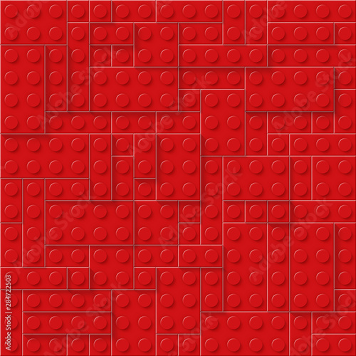 Red seamless plastic construction plate. Perfect closeup gloss plastic block. EPS 10