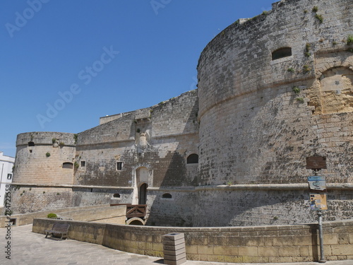 Fototapeta Naklejka Na Ścianę i Meble -  Otranto Aragonese Castle. It was built with a pentagonal plan, surrounded by a high moat and with three cylindrical corner towers