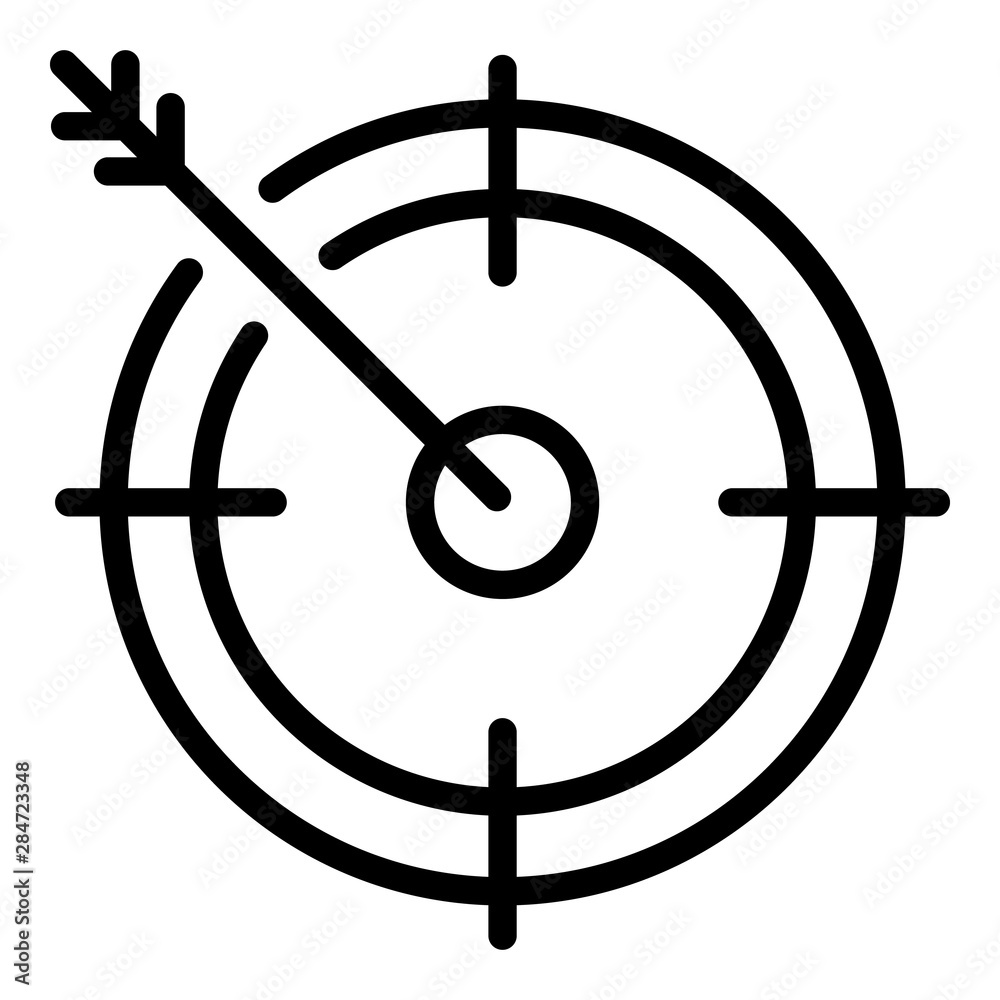 Arrow in target icon. Outline arrow in target vector icon for web design isolated on white background Arrow in target icon. Outline arrow in target vector icon for web design isolated on white background