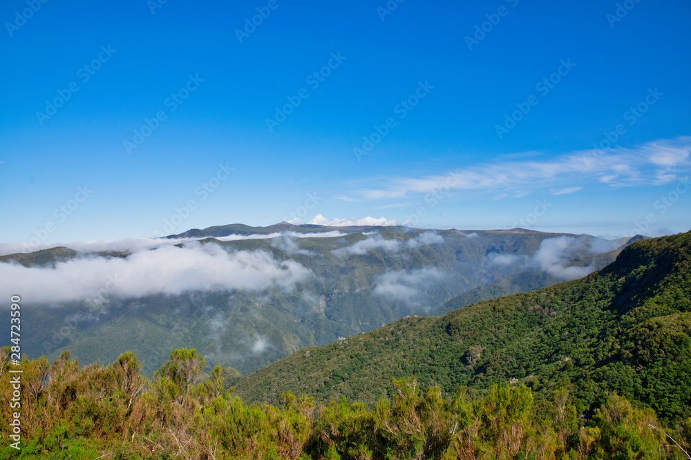 Plateau Paul da Serra above clouds in sunny summer day on the island of Madeira, Portugal