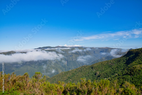 Plateau Paul da Serra above clouds in sunny summer day on the island of Madeira, Portugal