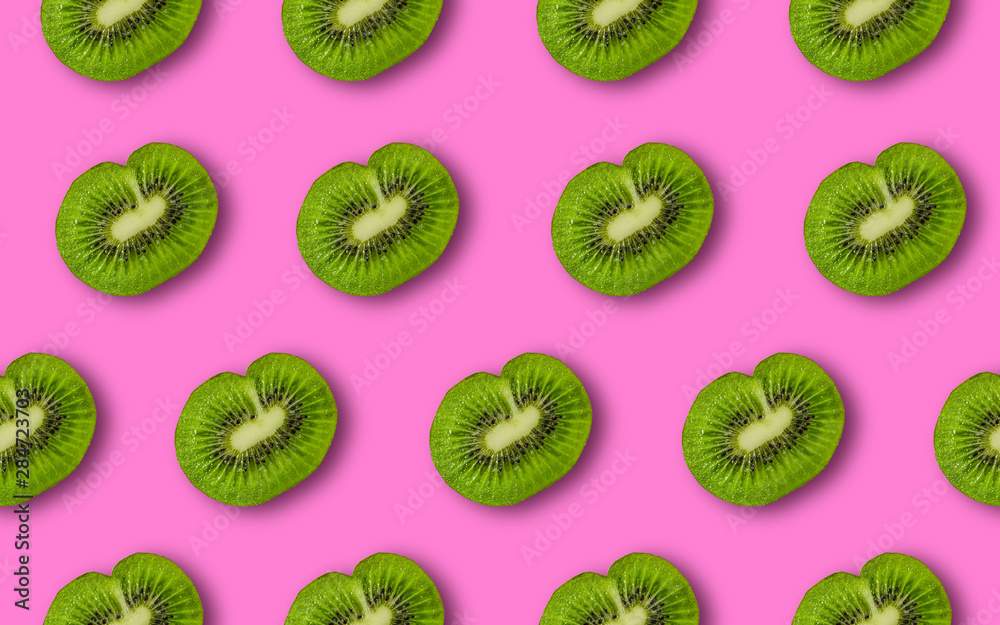 Fototapeta premium Colorful fruit pattern of fresh kiwi slices
