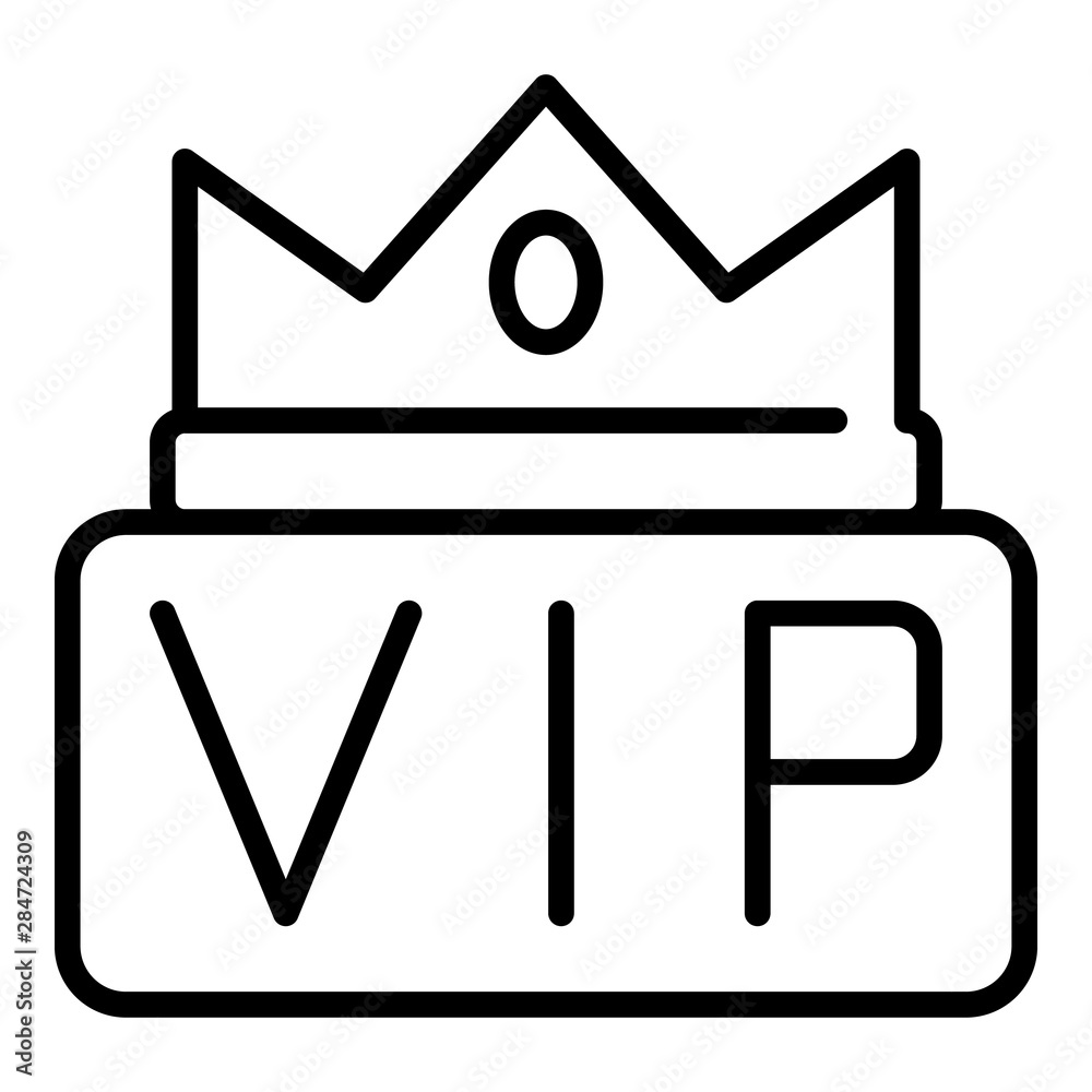Crown on the inscription VIP icon. Outline crown on the inscription VIP vector icon for web design isolated on white background