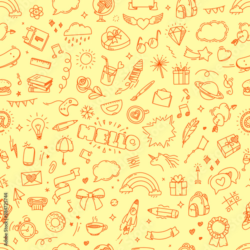 Doodling seamless pattern. Abstract vector illustration