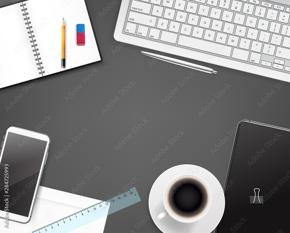 Office stationery. Different business stuff on a table. Top view Office stationery. Different business stuff on a table. Top view