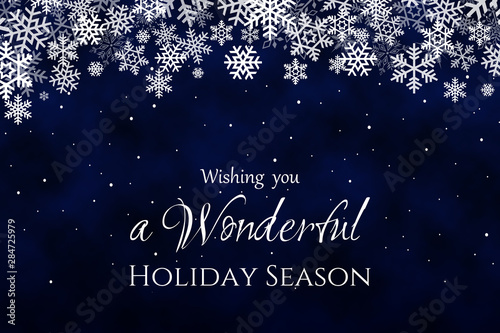 Christmas & winter greeting card blue background