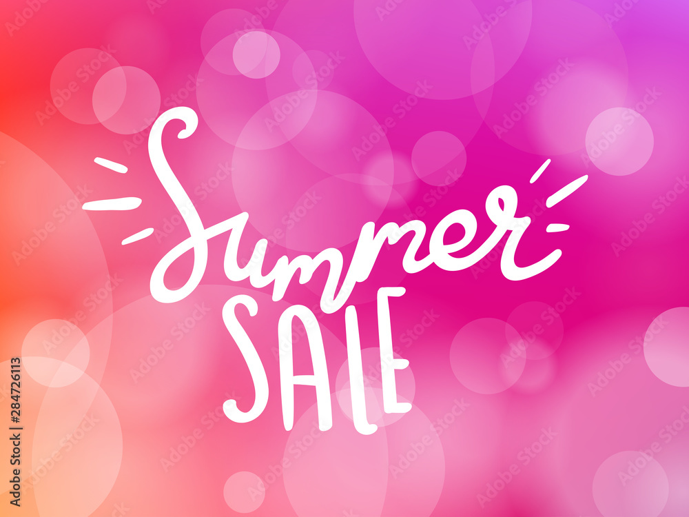 Summer sale inscription on blured background. Season discount vector banner