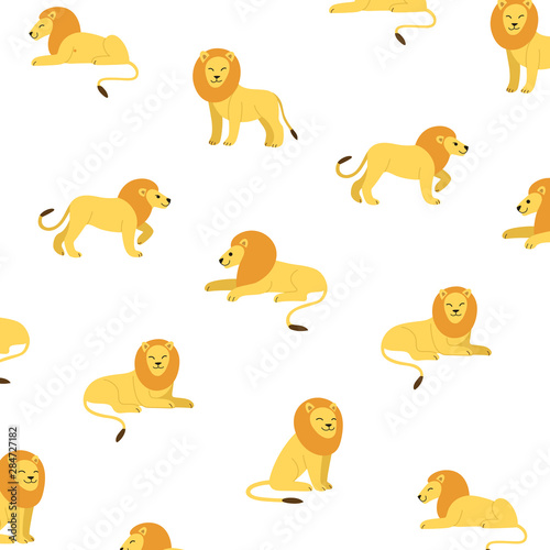 Cartoon lion - simple trendy pattern with lion. Cartoon vector illustration for prints, clothing, packaging and postcards. 