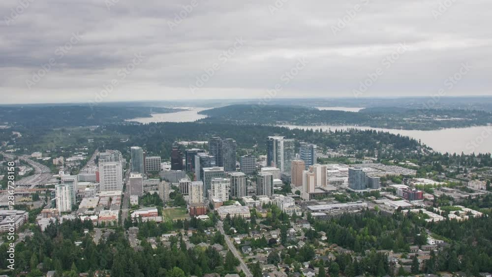 Aerial of Bellevue Washington Looking South towards Mercer Island Aerial of Bellevue Washington Looking South towards Mercer Island