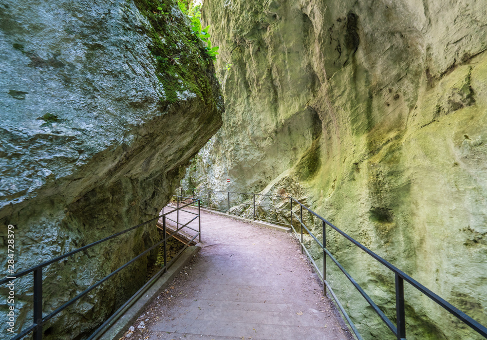 Fototapeta premium Gole dell'Infernaccio (Italy) - A naturalistic wild attraction in the Monti Sibillini National Park, Marche region, province of Fermo