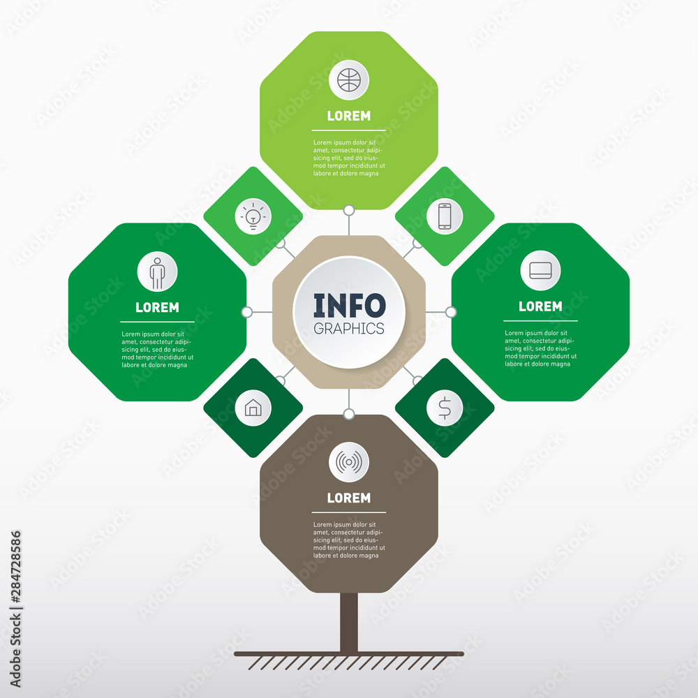 Infographic of technology or education process with Eight points. Template of tree, info chart or diagram. Eco Business presentation concept with 8 or 4 options. Infographic of technology or education process with Eight points. Template of tree, info chart or diagram. Eco Business presentation concept with 8 or 4 options.