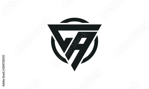 CA, AC Triangle Logo Circle Monogram Design Vector Super Hero Concept