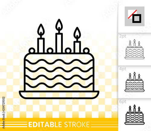 Cake birthday candle party simple line vector icon