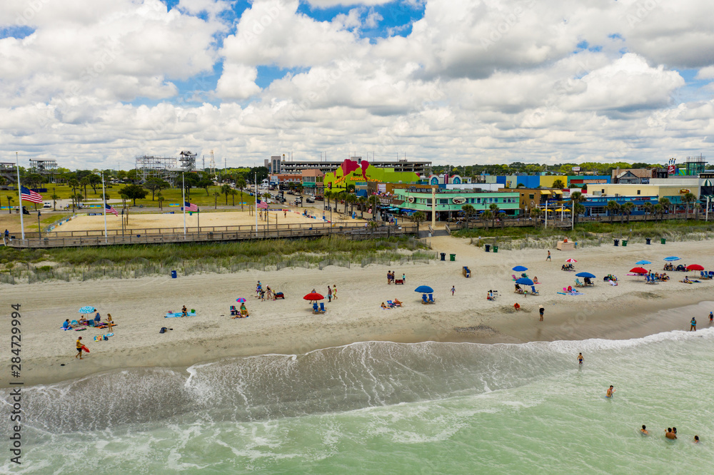 Summertime Myrtle Beach tourism aerial drone photo