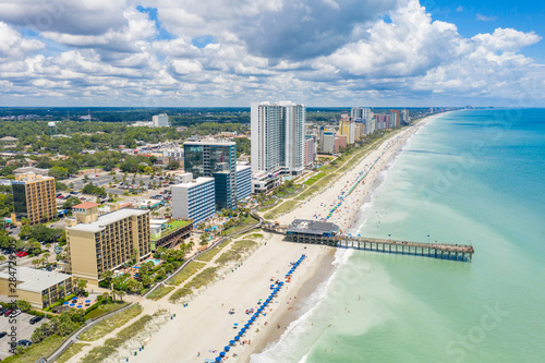 Canvastavla Myrtle Beach fishing pier Atlantic Ocean aerial photo