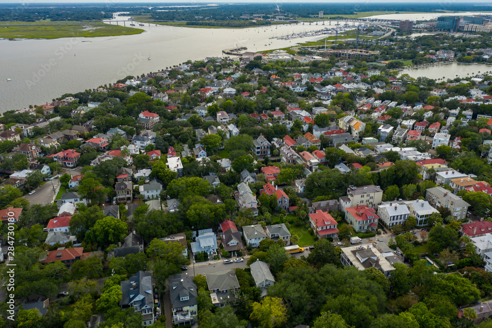 Fototapeta premium Zdjęcie lotnicze French Quarter Charleston SC
