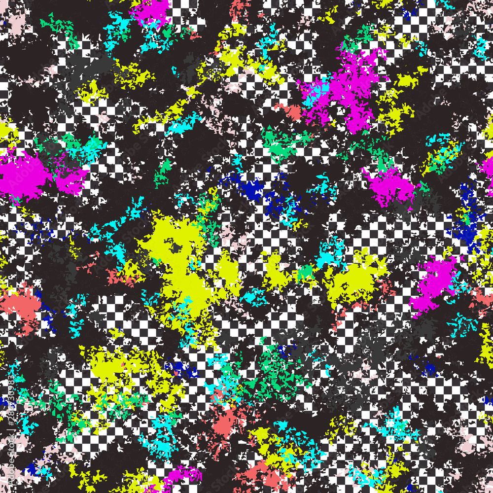Abstract grunge seamless pattern. Urban art texture with neon stains, splashes Abstract grunge seamless pattern. Urban art texture with neon stains, splashes