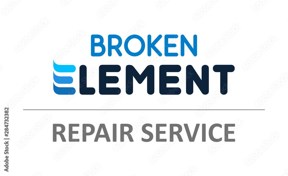 Broken Element - Vector illustration for phones, laptops Repair Service. Logo template of Tech Support.
