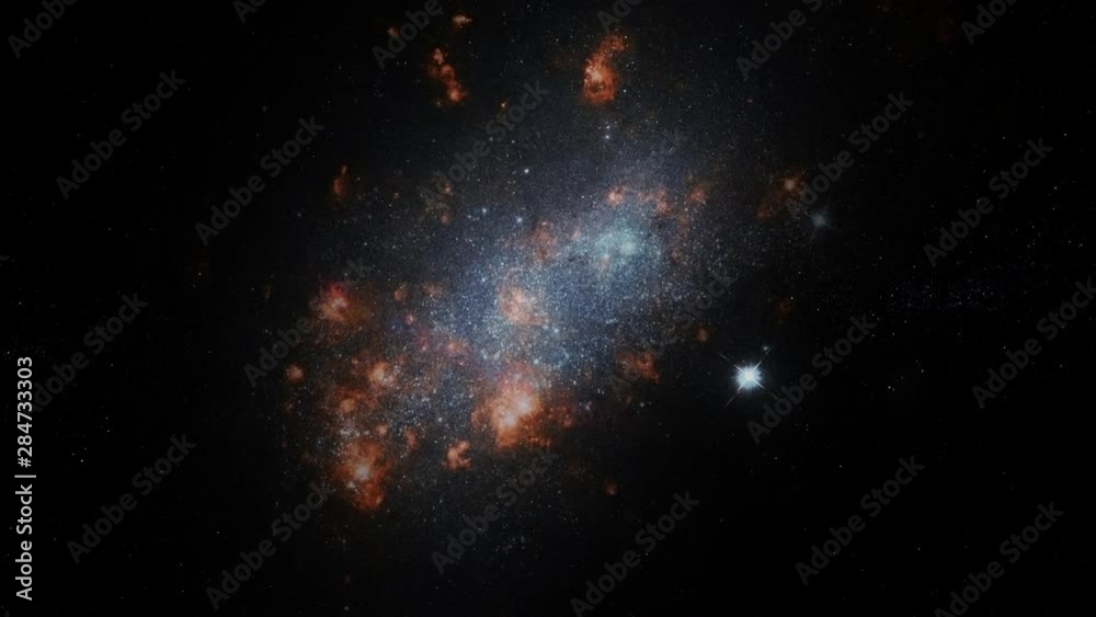Cherry blossom galaxy star cluster rotating animation in outer space. Contains public domain elements by Nasa